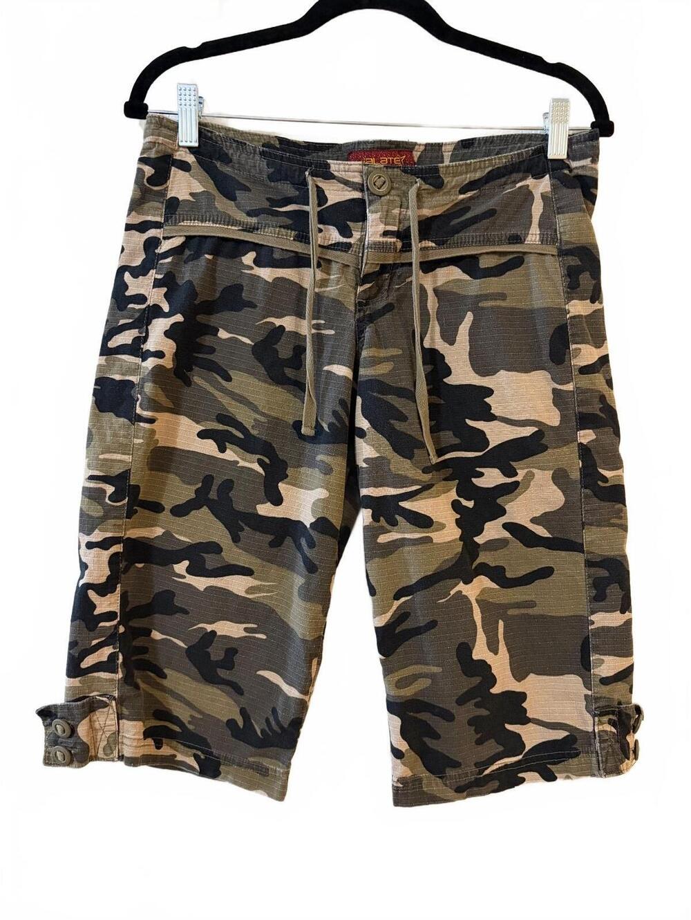 Vtg Y2K Jalatex Denim Division Camo Cargo Bermuda Shorts Womens Size 5 Green